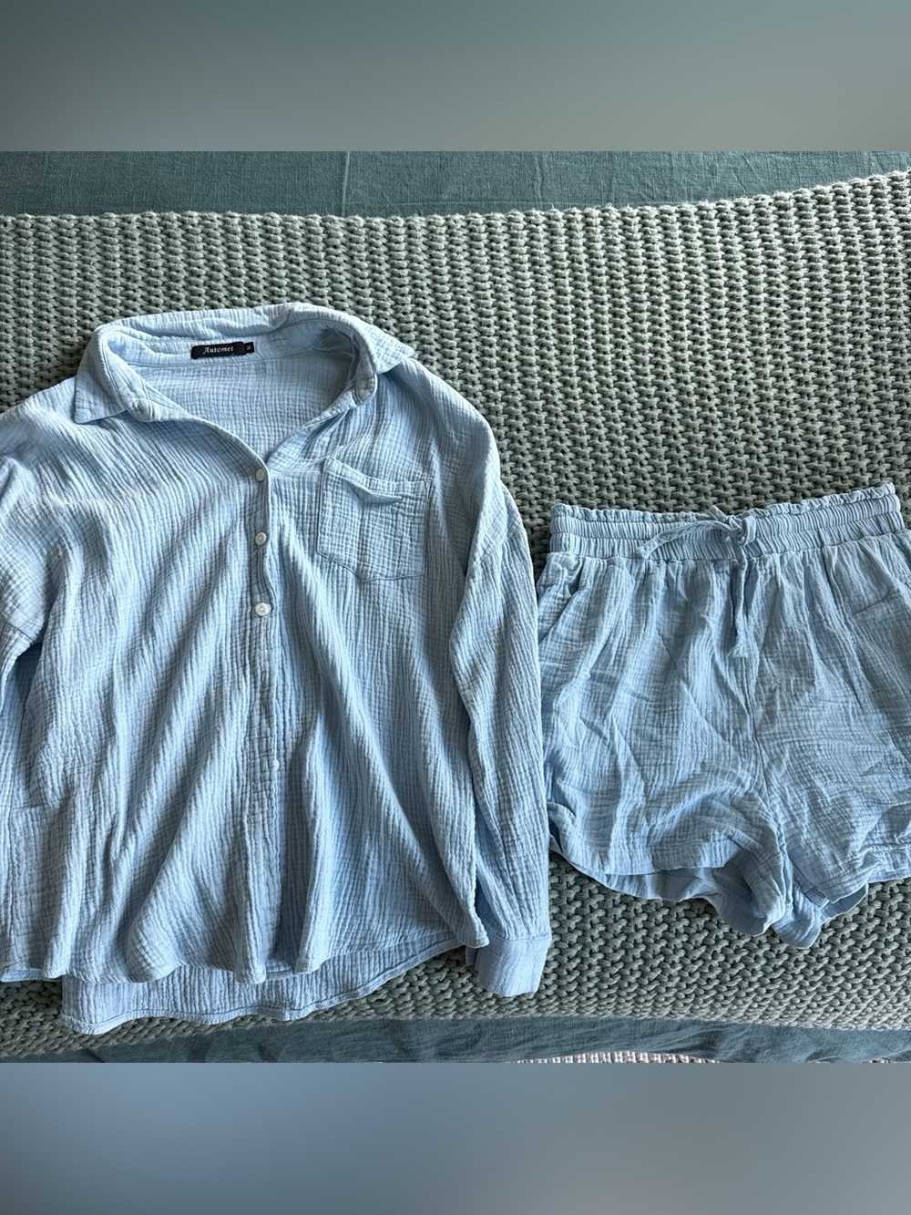 Blue Flannel & Short Matching Set
